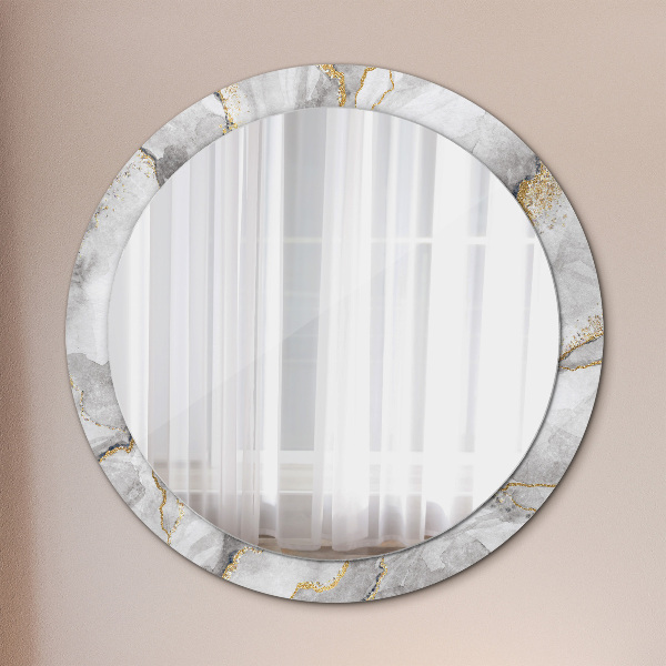Round decorative mirror White marble gold