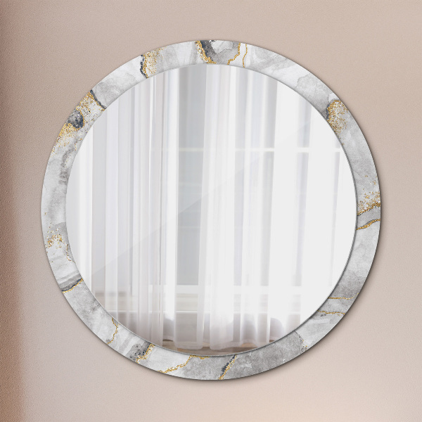 Round decorative mirror White marble gold