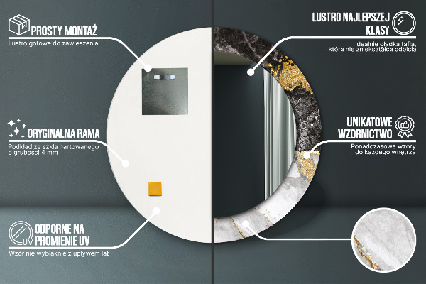 Round decorative mirror Marble and gold