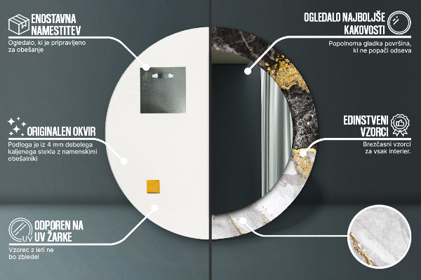 Round decorative mirror Marble and gold