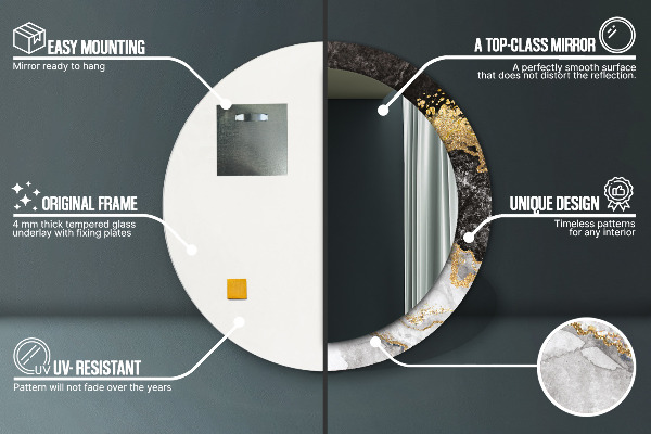 Round decorative mirror Marble and gold