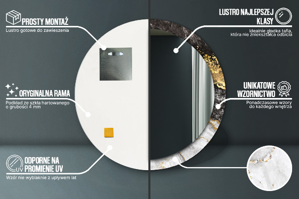 Round decorative mirror Marble and gold