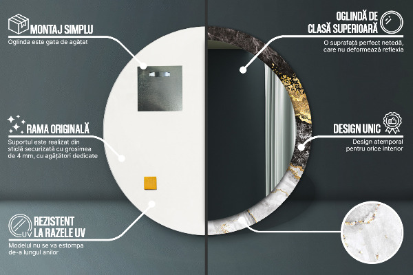 Round decorative mirror Marble and gold