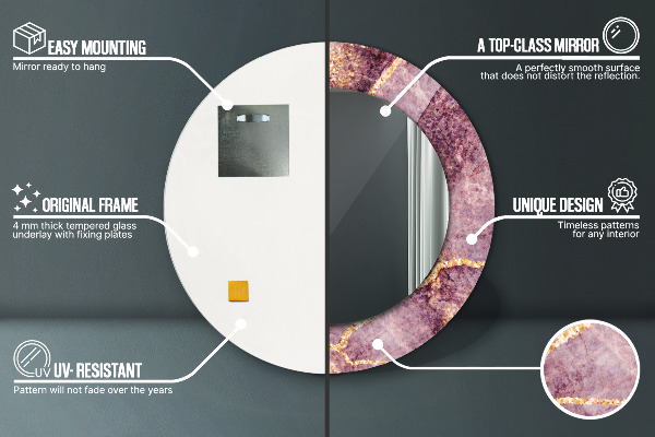 Round decorative mirror Marble with the addition of gold