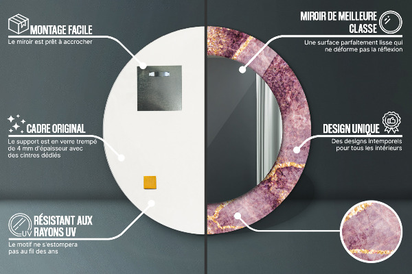 Round decorative mirror Marble with the addition of gold