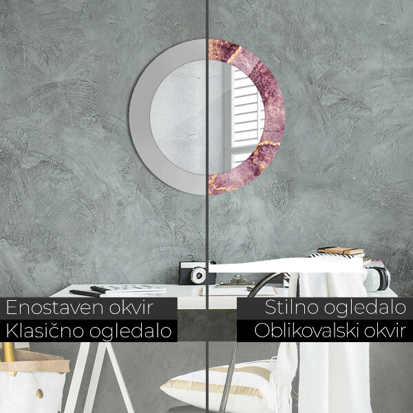 Round decorative mirror Marble with the addition of gold