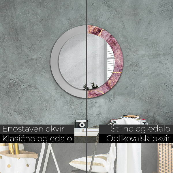 Round decorative mirror Marble with the addition of gold