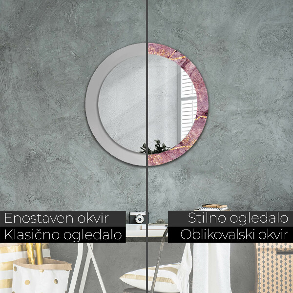 Round decorative mirror Marble with the addition of gold