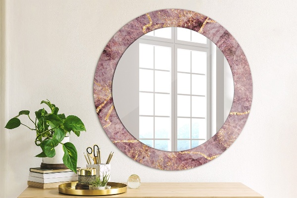 Round decorative mirror Marble with the addition of gold