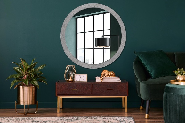 Round decorative mirror Gray cement