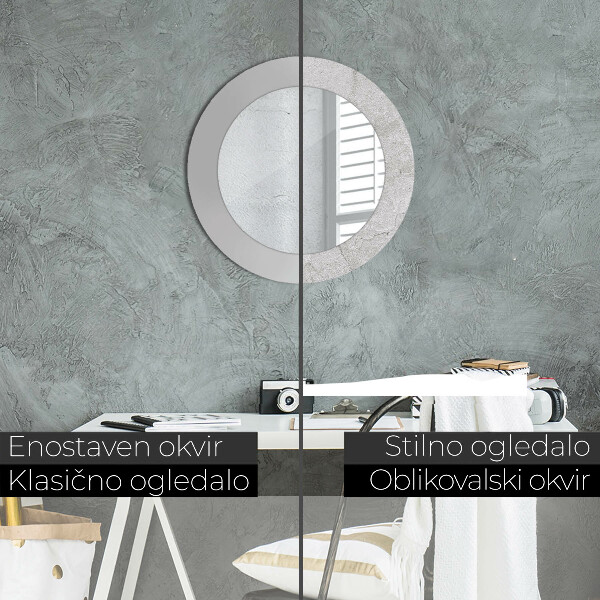 Round decorative mirror Gray cement