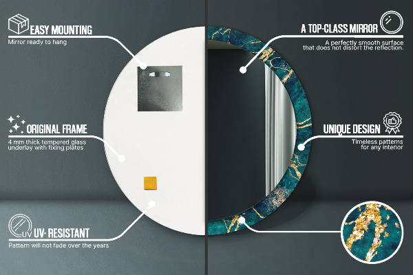 Round decorative mirror Green malachite marble