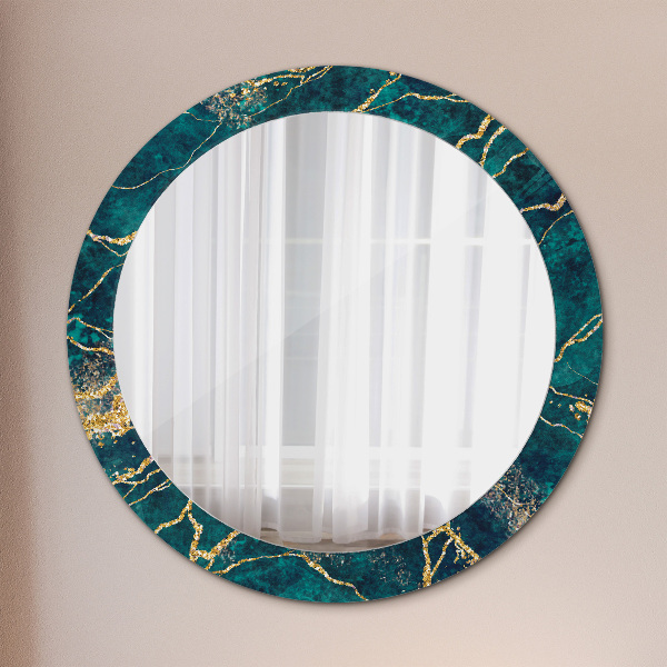 Round decorative mirror Green malachite marble