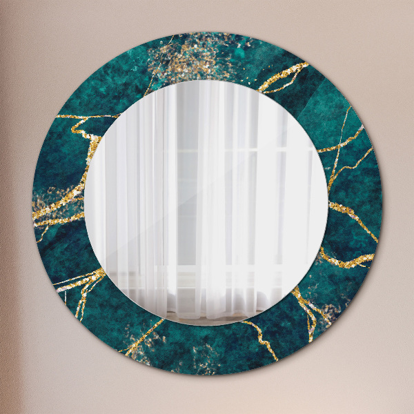 Round decorative mirror Green malachite marble