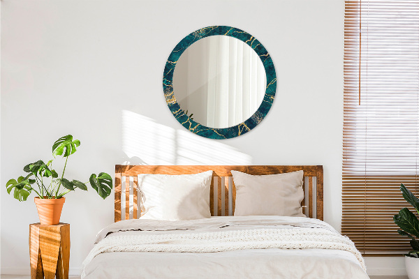 Round decorative mirror Green malachite marble