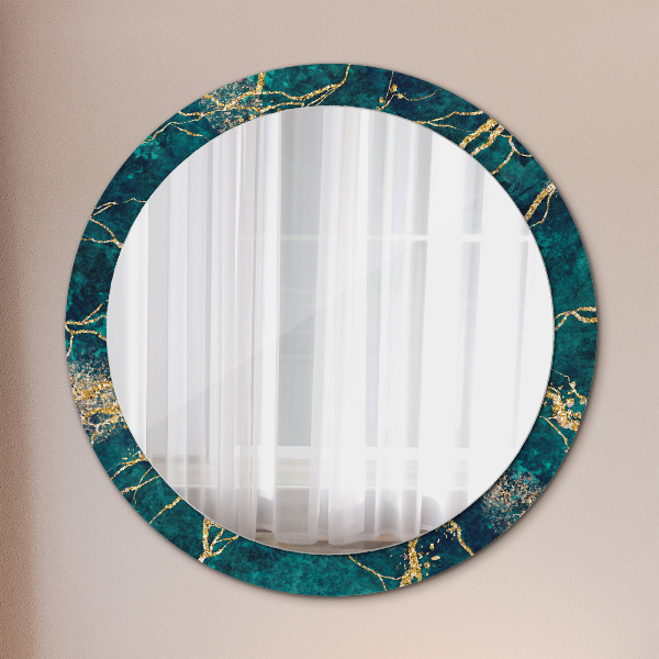 Round decorative mirror Green malachite marble
