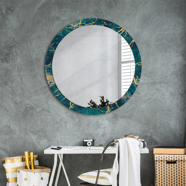 Round decorative mirror Green malachite marble