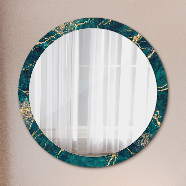Round decorative mirror Green malachite marble