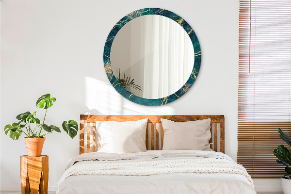 Round decorative mirror Green malachite marble