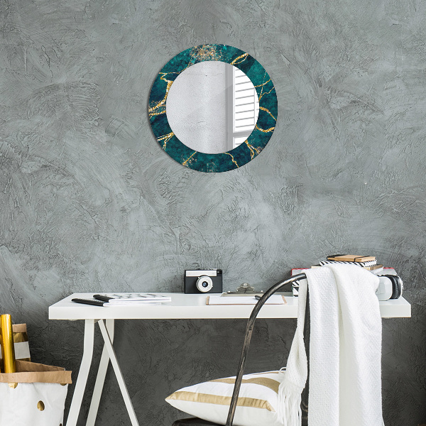 Round decorative mirror Green malachite marble