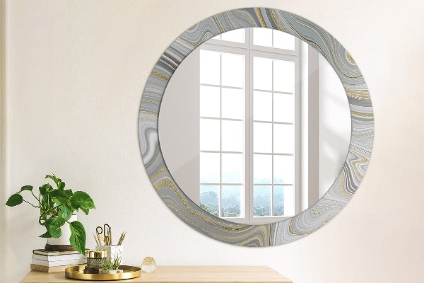 Round decorative mirror Gray marble