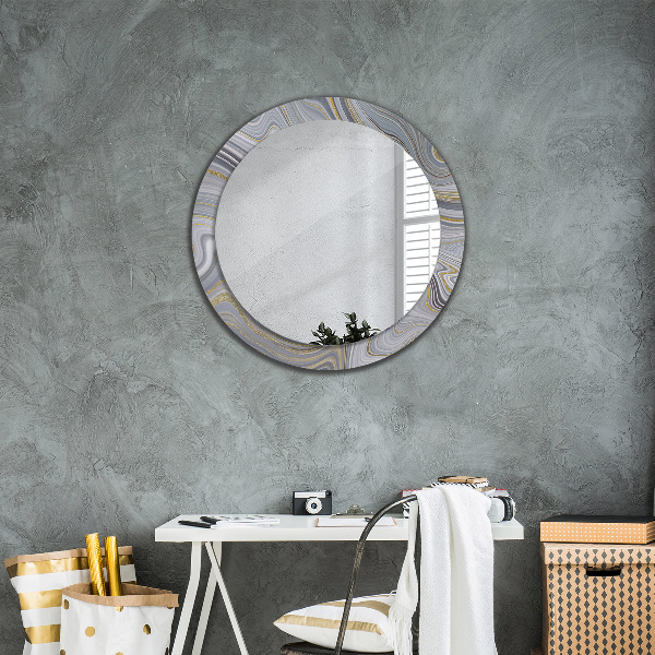 Round decorative mirror Gray marble