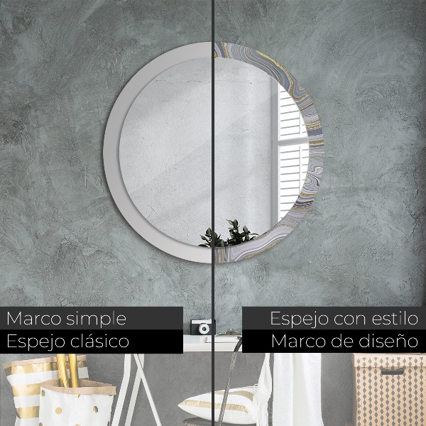 Round decorative mirror Gray marble