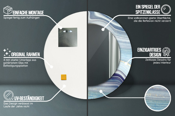 Round decorative mirror Blue marble