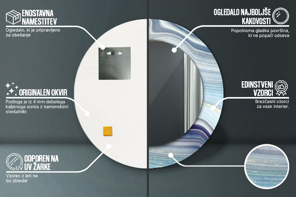 Round decorative mirror Blue marble