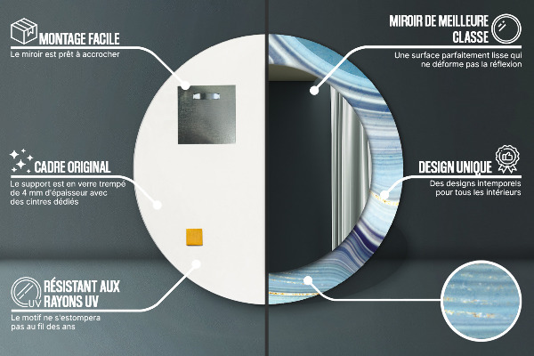 Round decorative mirror Blue marble