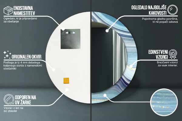 Round decorative mirror Blue marble