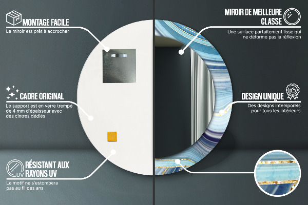 Round decorative mirror Blue marble