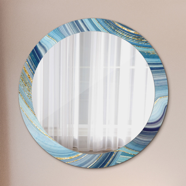 Round decorative mirror Blue marble