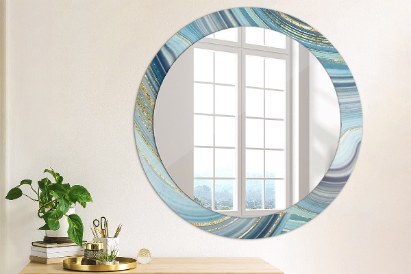 Round decorative mirror Blue marble