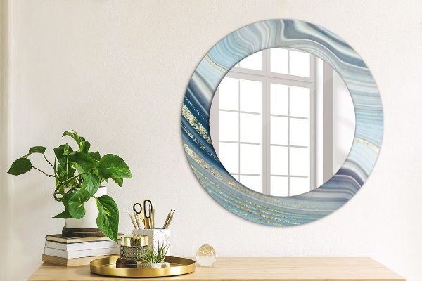Round decorative mirror Blue marble