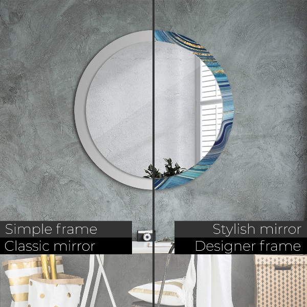 Round decorative mirror Blue marble