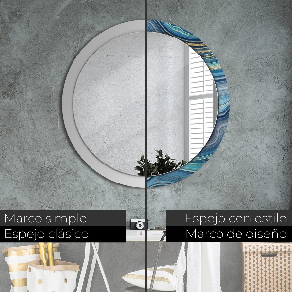 Round decorative mirror Blue marble