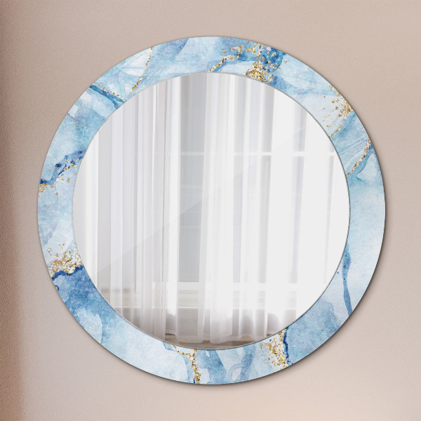 Round decorative mirror Blue marble gold