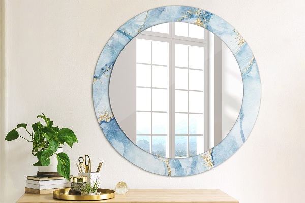 Round decorative mirror Blue marble gold