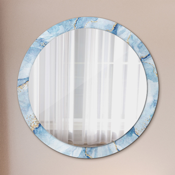 Round decorative mirror Blue marble gold