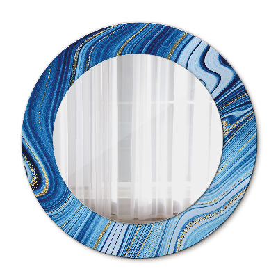 Round decorative mirror Blue marble