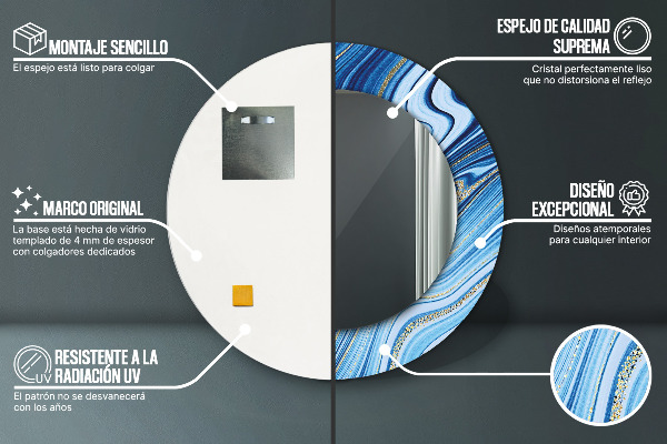 Round decorative mirror Blue marble