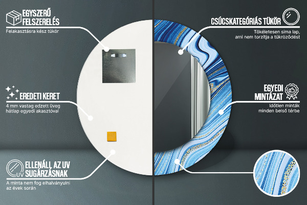 Round decorative mirror Blue marble