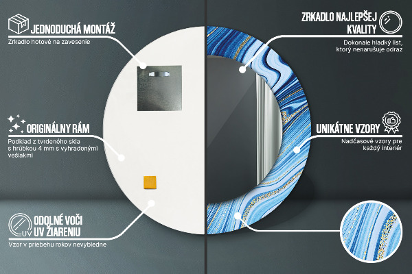 Round decorative mirror Blue marble