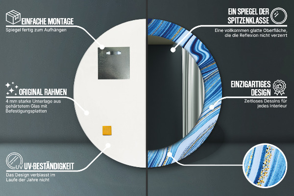 Round decorative mirror Blue marble