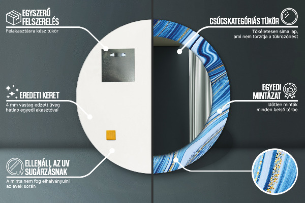 Round decorative mirror Blue marble