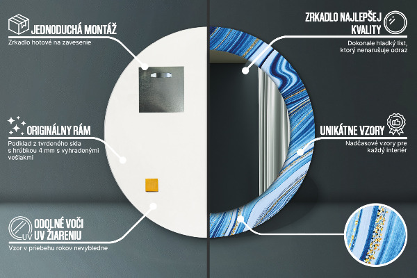 Round decorative mirror Blue marble