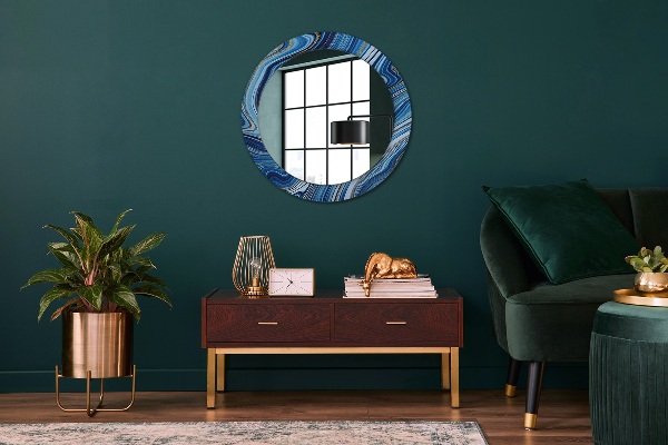Round decorative mirror Blue marble