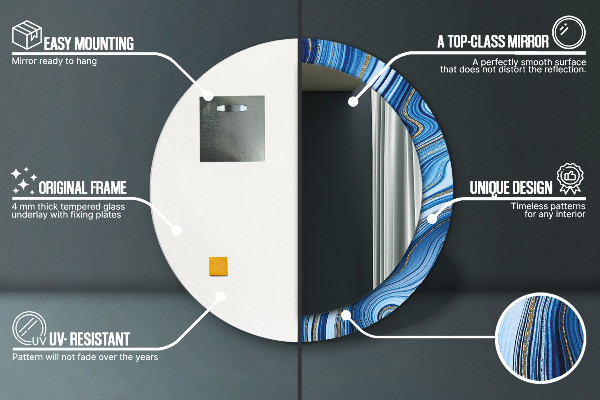 Round decorative mirror Blue marble