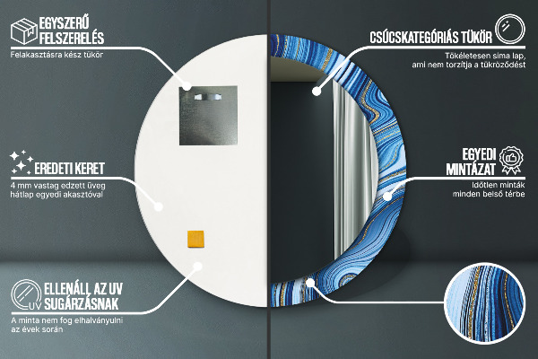 Round decorative mirror Blue marble